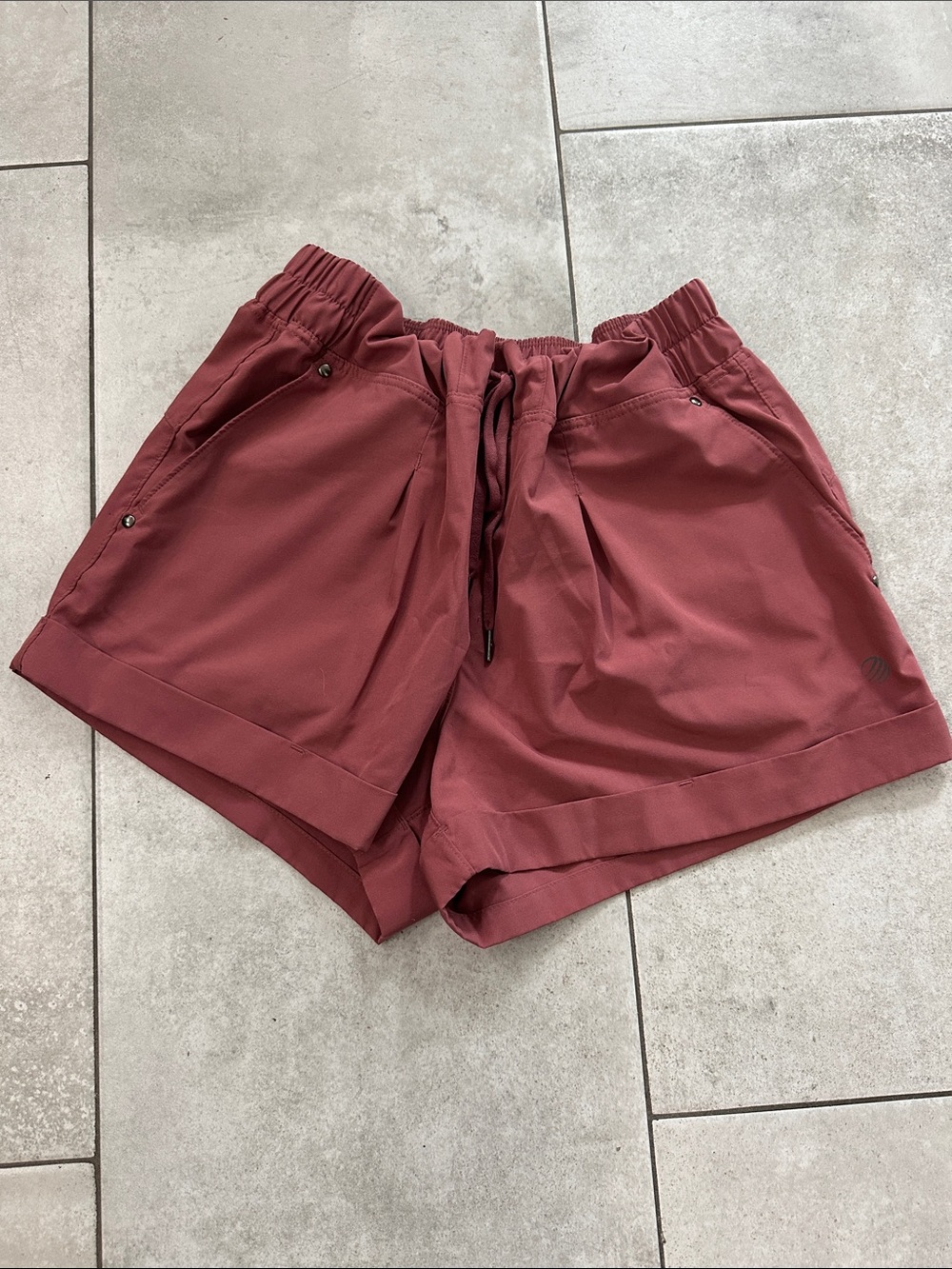 MPG Women's Athletic Drawstring Shorts in Dusty Mauve